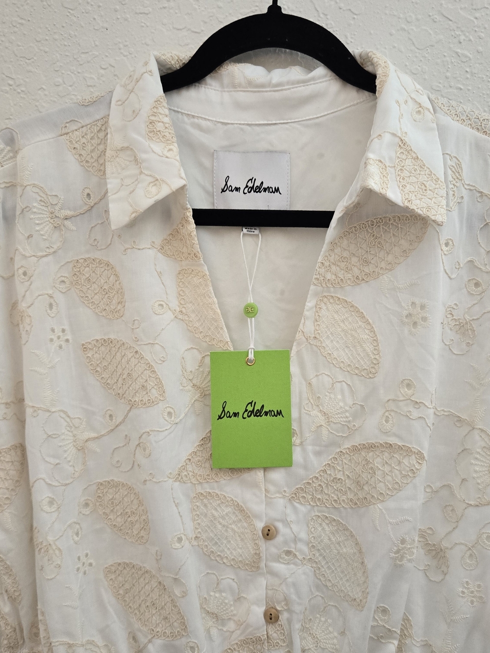 Sam Edelman Embroidered Mini Dress Ruffle Boho Coastal Cottagecore Resortwear 12